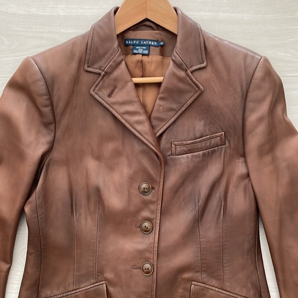 Ralph Lauren Blue Label Brown Lamb Leather Blazer - Picture 5 of 15
